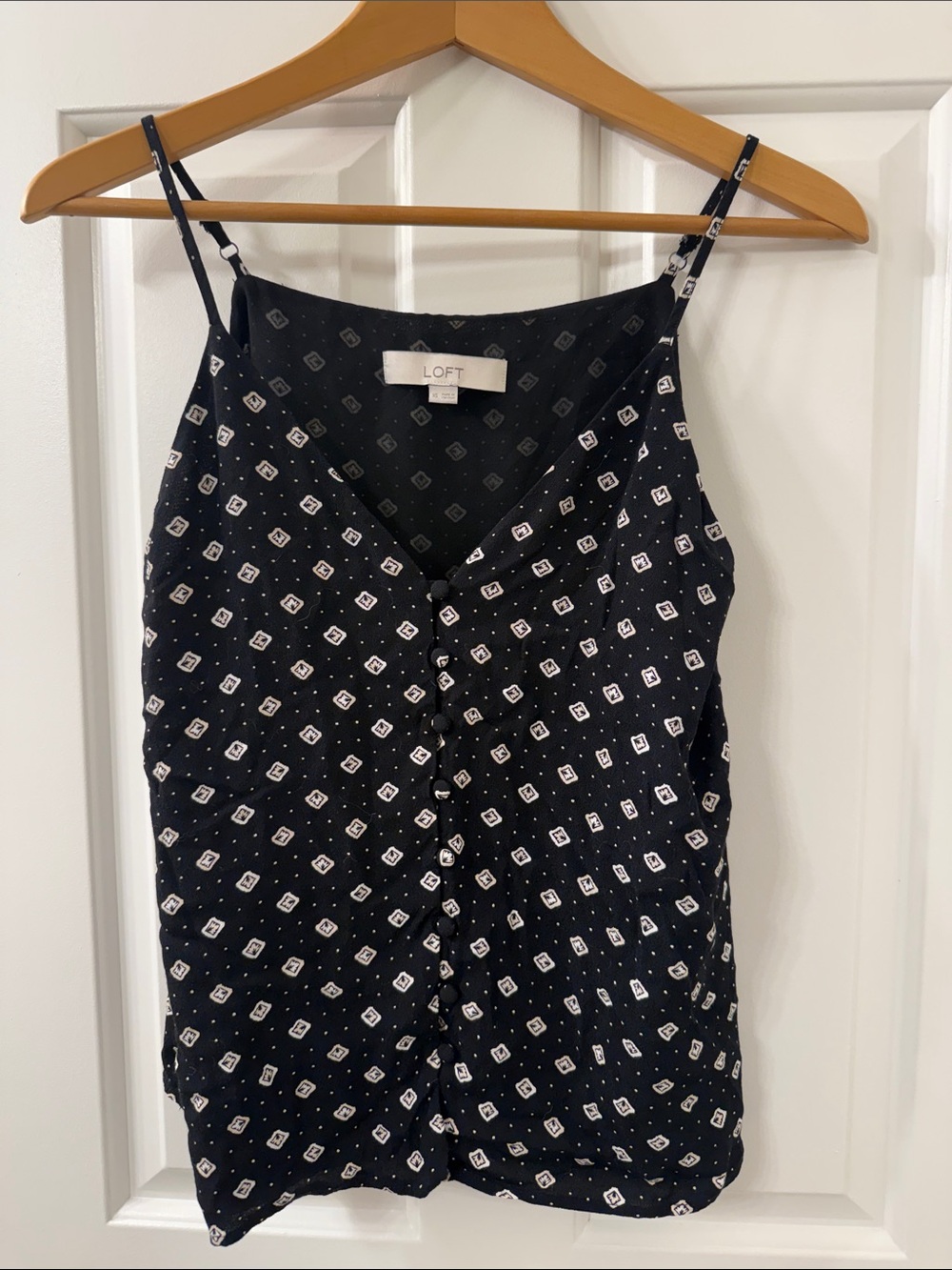 LOFT Black & White Printed Spaghetti-Strap Cami